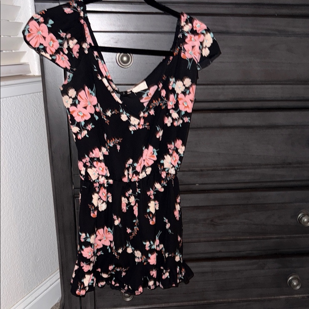 Pins & Needles Black and Pink Floral Blouse